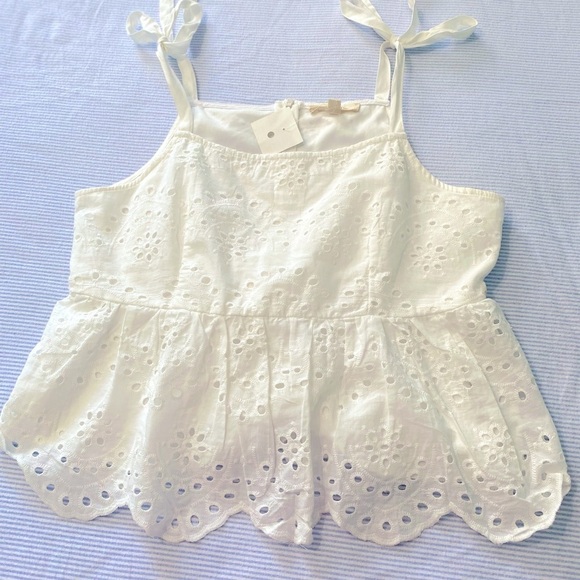 Rebellion White Peplum Top Size Large - Picture 9 of 10